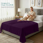Flat Sheet Double Size - OEKO-TEX Certified - Easy Care Soft Brushed Polyester - Microfiber Fabric - Wrinkle, Shrinkage, and Fade Resistant - Purple