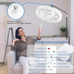 Ceiling Fans with Lights and Remote, 45w Small Led Ceilings Lights Timing Quiet, E27 Bulb Fixture, 3 Color 3 Speeds Dimmable Light Ceiling - Perfect for Small Spaces Bedroom Home Office