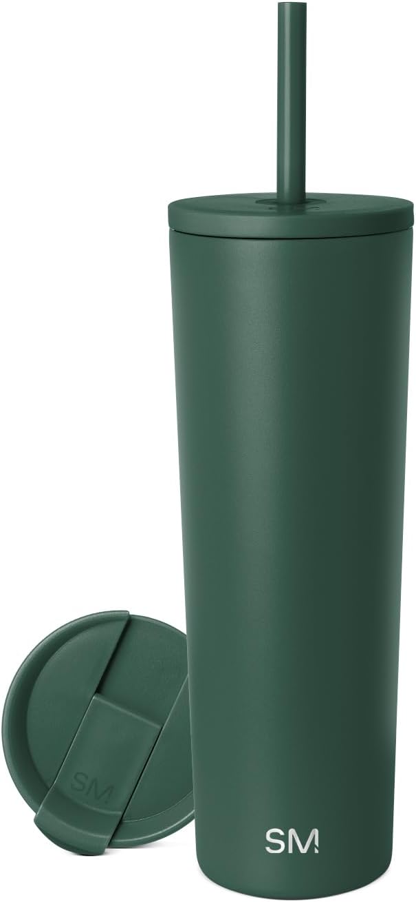 Insulated Tumbler with Lid and Straw | Iced Coffee Cup Reusable Stainless Steel Water Bottle Travel Mug | Gifts for Women Men Her Him | Classic Collection | 830ml | Forest Main image