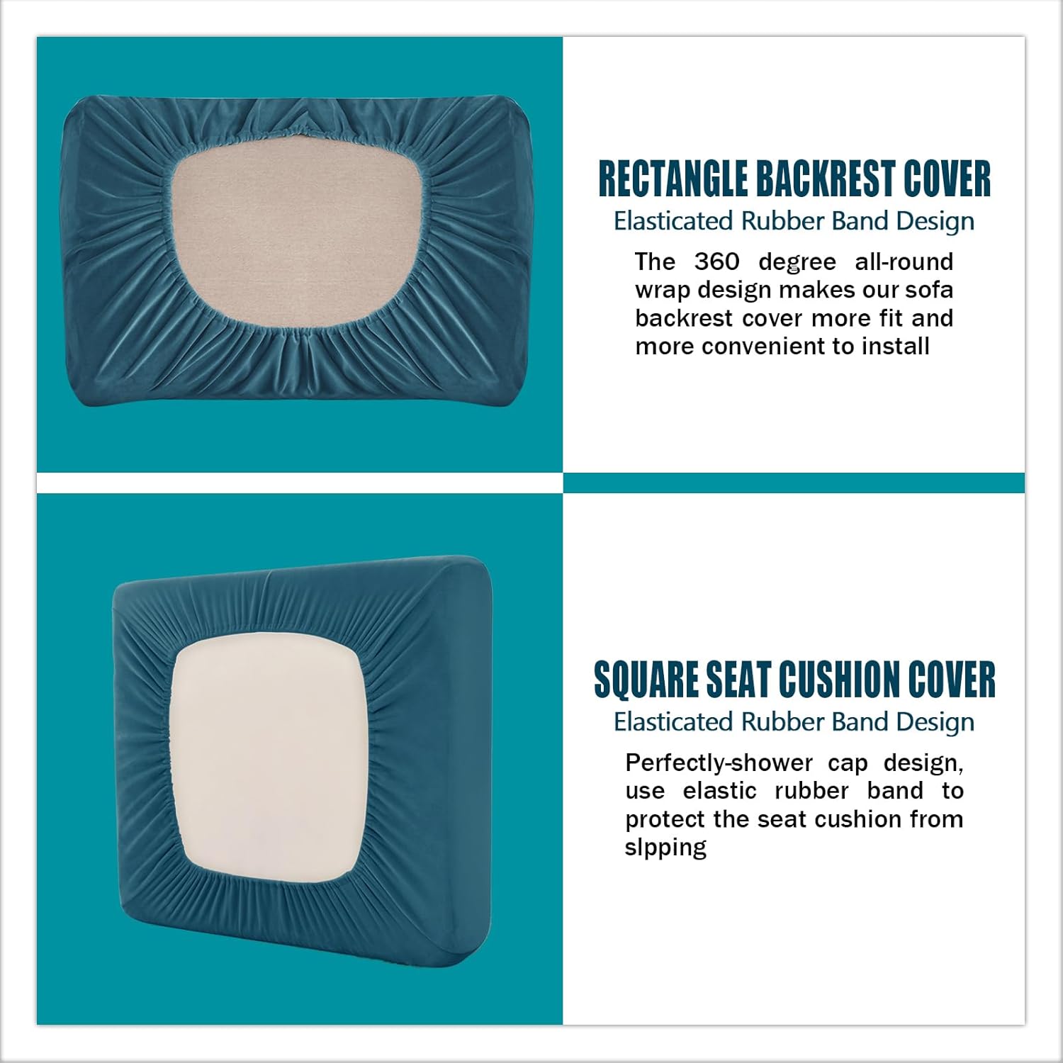 Sofa Cover with Separate Seat Cushions and Backrests Stretch Velvet Sofa Slipcover Couch Covers Furniture Protector Split Combined (Dark teal,Large 3-Seat Set 5 PCS)