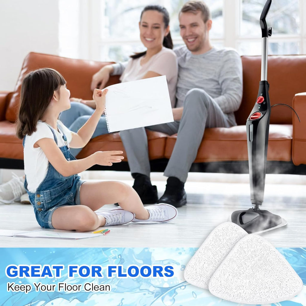 Washable Steam Mop Head Replacement Compatible with Vileda Steam Mop Plus, Triangular White Refills for Vileda Steam Mop Replacement Pads, for Vileda Mop Head Replacement (3-Pack)
