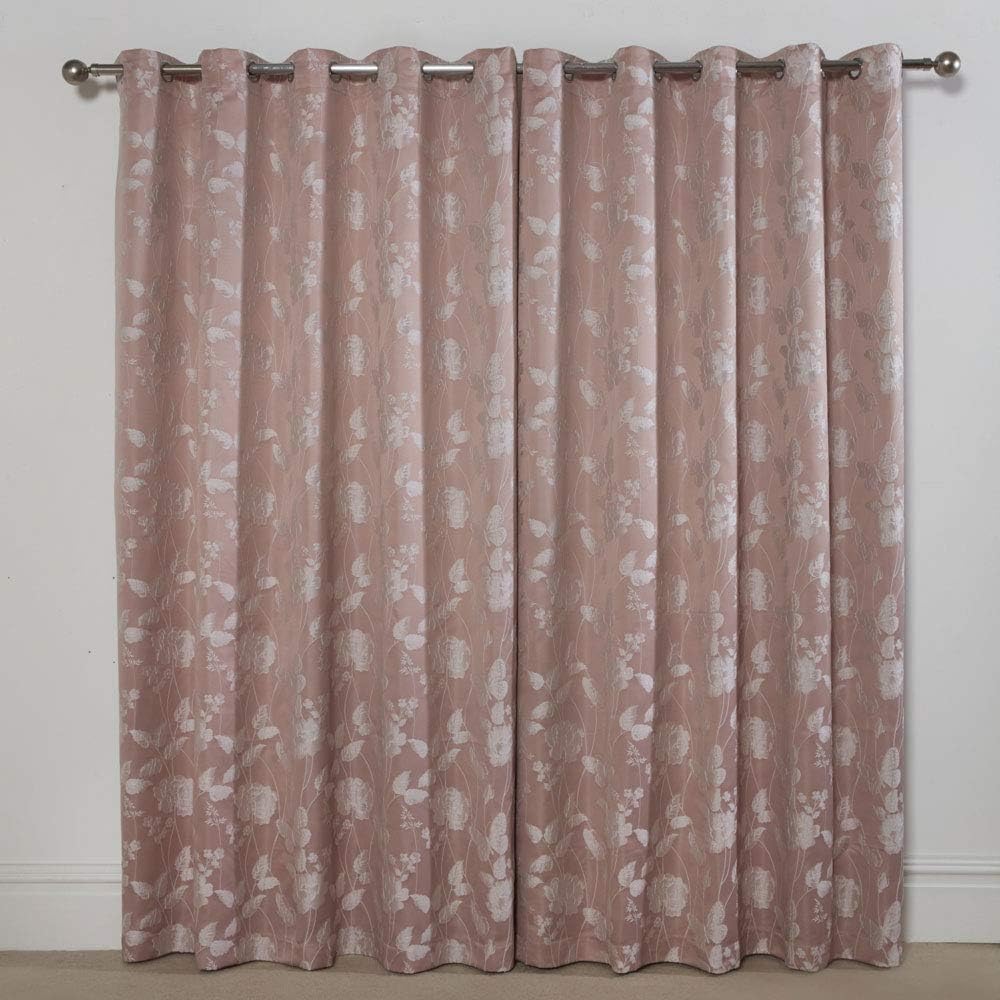 Emma Barclay Butterfly Meadow - Lined Eyelet Jacquard Curtains in Blush Pink - Width 66 x Drop 90" (168 x 228cm)