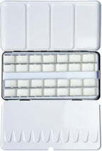 FCLUB Empty Watercolor Tins Palette Paint Case - Large Watercolor Palette Box Metal Tin with 28 Full Pans