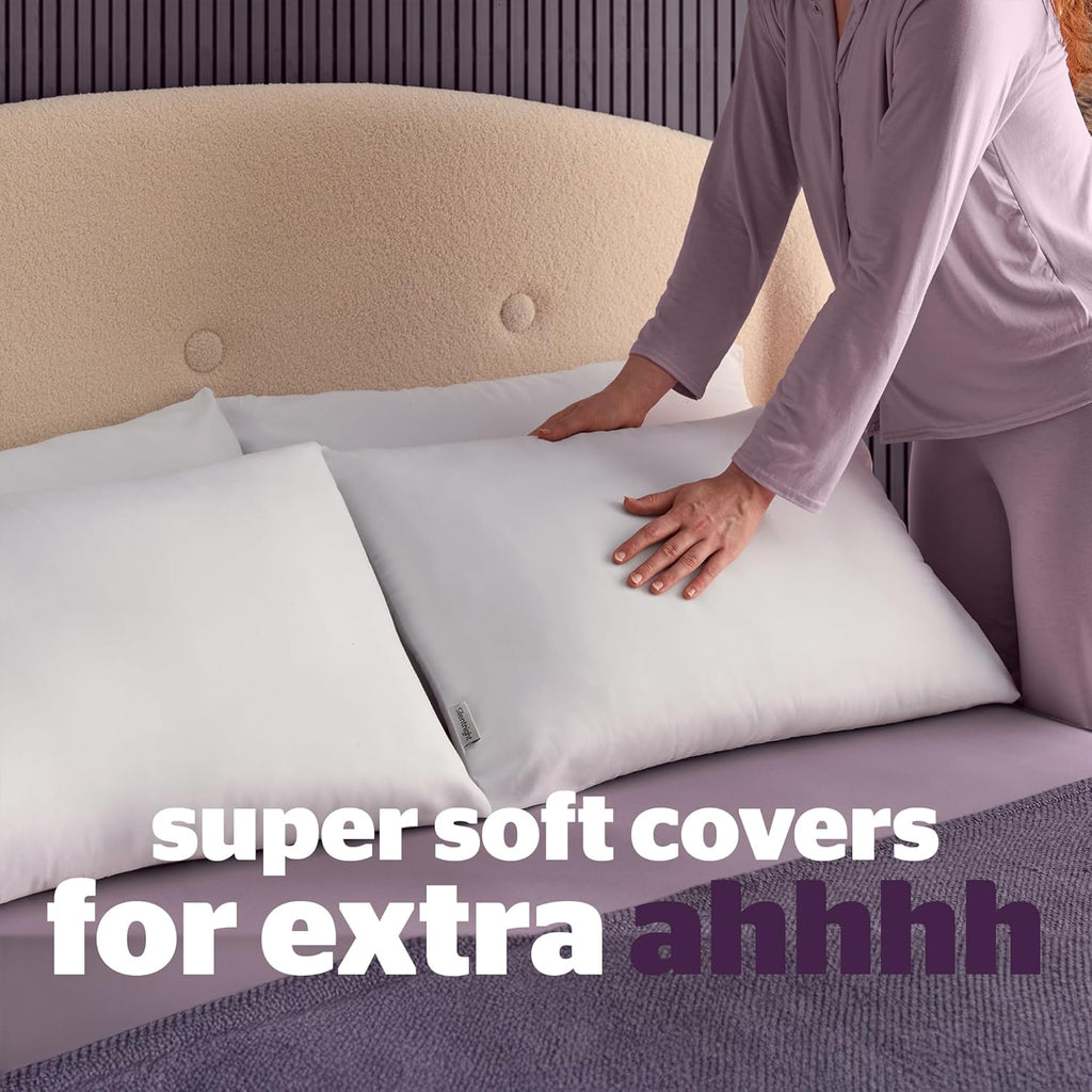 Deep Sleep Pillows 2 Pack – Medium Support Comfortable Hollowfibre Bed for Front, Back and Side Sleepers Machine Washable Hypoallergenic of Standard Size, White