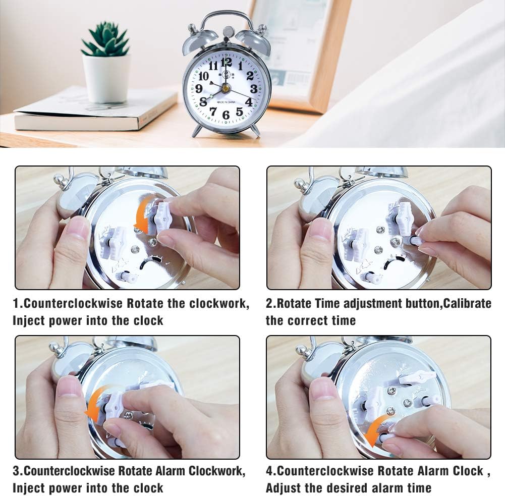KEYPOWER Alarm Clock Mechanical Wind Twin Bell Double Bell