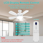 50CM LED Ceiling Fan with Remote, E27 Screw in Light, 6 Speeds, 3 Colours Stepless Dimming 2000 Lumens, Timer for Bedroom, Kitchen, Garage