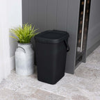 519282 Kitchen Recycling & General Storage bin 18 litres Stackable Food Waste Organiser Caddy with Clip lock lid & carrying Handle,Eco Black