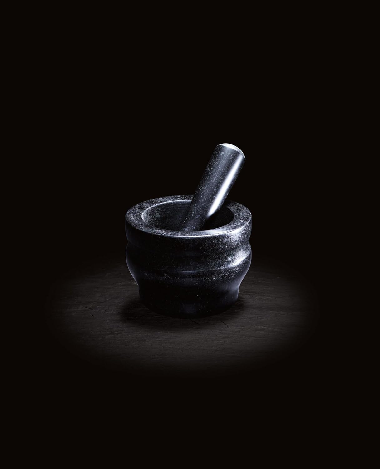 Worcester Black Pestle & Mortar Set, Granite, Spice Grinder/Herb Grinder, 140mm, Small Pestle and Mortar Set, 2 Year Guarantee