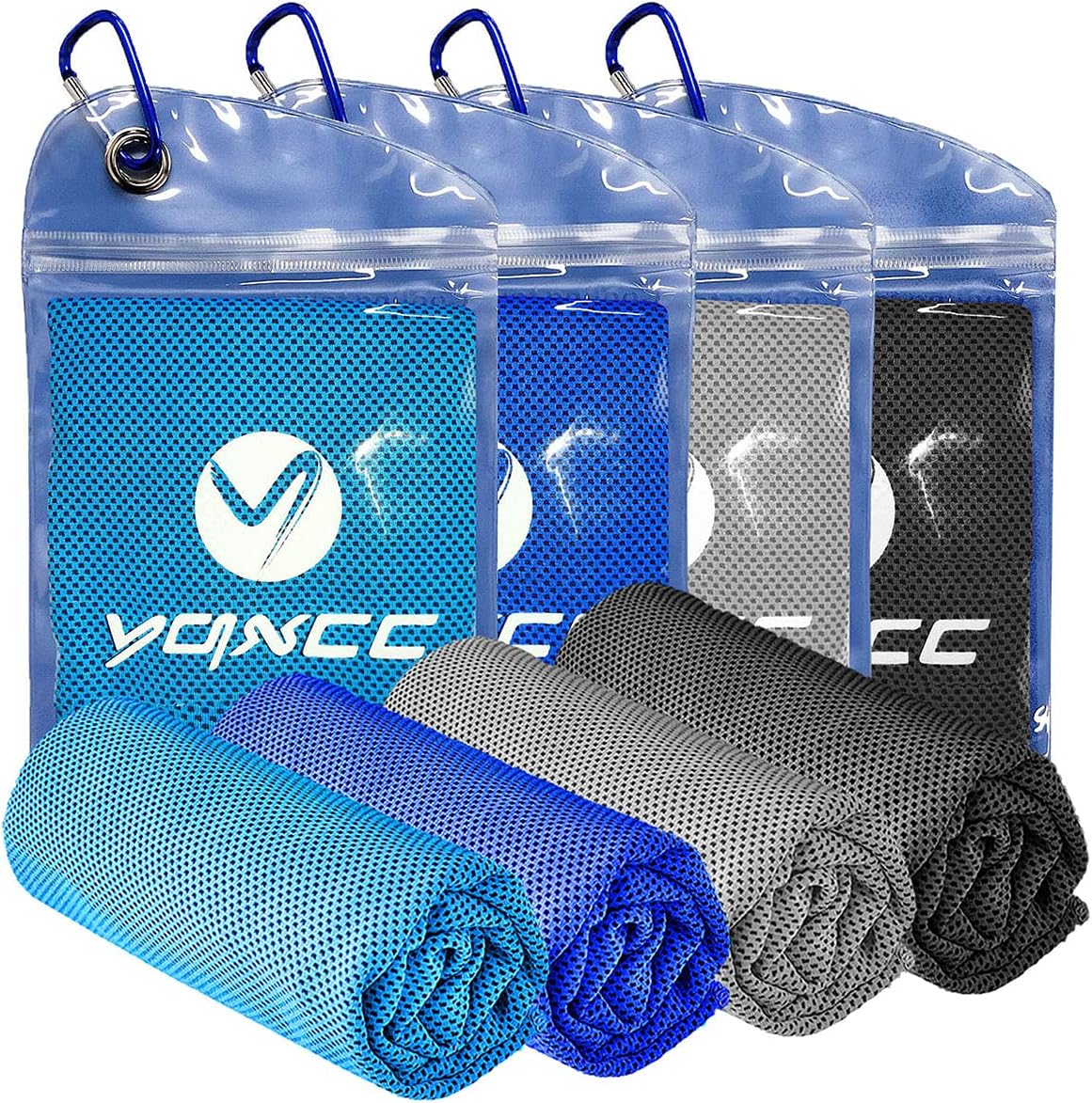 Cooling Towels | 4 Pack 100x30 cm | Cool Cold for Neck and Face | Microfiber Soft Breathable Chilly | for Sport, Yoga, Golf, Gym, Camping, Running, Workout & More Activities Main image