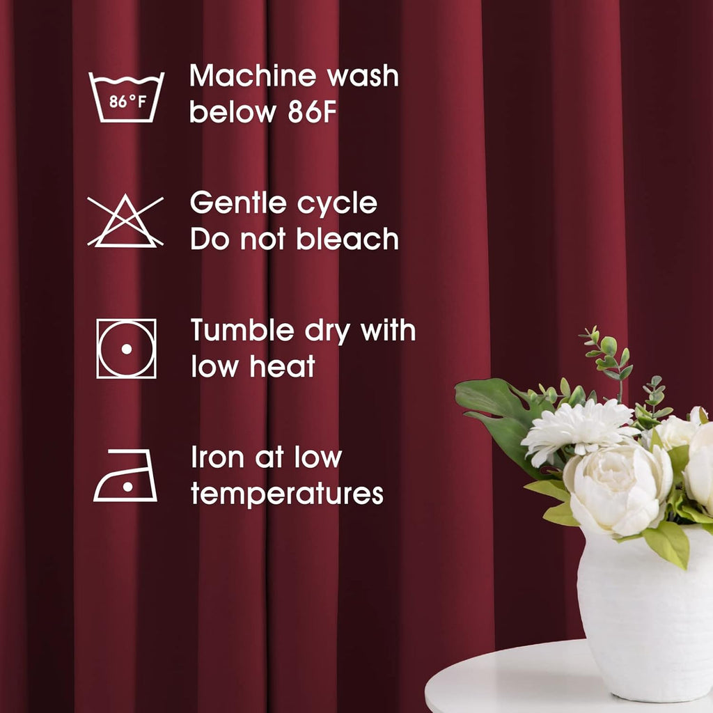 Burgundy Red Blackout Curtains 2 Panels 52 X 45 Inch Drop Room Darkening Eyelet Curtains for Bedroom, Thermal Insulated Light Blocking Window Drapes
