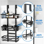 Hanging Shower Caddy, Over Door Shower Shelf 3 Layers, Bathroom Shelves No Drilling (Black - 3 layers)