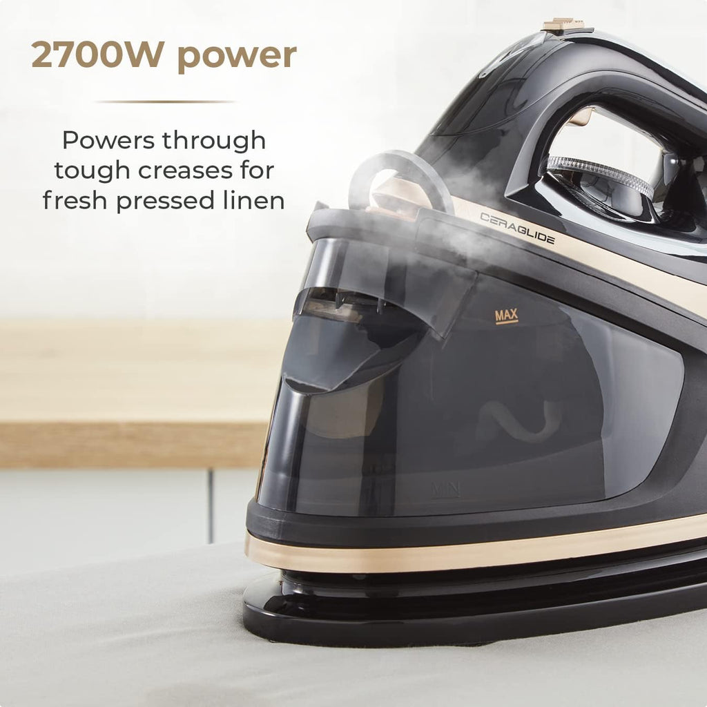 T22023GLD Ceraglide Steam Generator with Steam Shot Button, 3 Temperature Settings, 1.2L, 2700 W, Champagne Gold and Black
