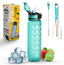 Sports Water Bottle with Straw and Time Marking, and 32OZ Capacity - Motivational and Eco-Friendly BPA-Free Bottle for Running, Gym, Yoga, Outdoors, and Camping (Style-1, Black)