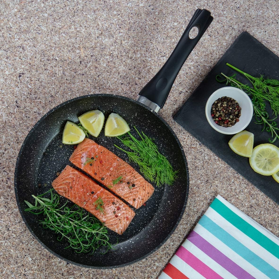 Classic 24cm Non Stick Frying Pan | Induction Compatible | Long Lasting Anti Scratch Coating | Pan for All Hobs | Black
