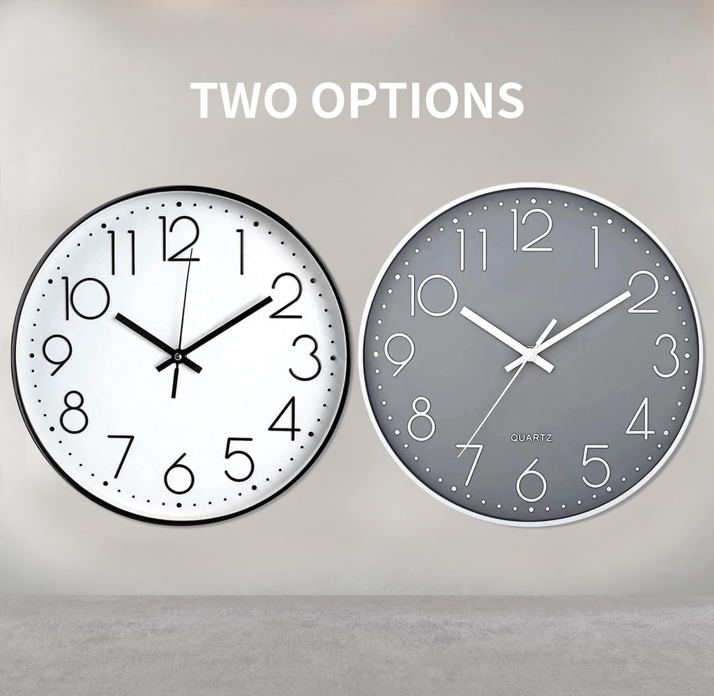 Wall Clock Non-Ticking Silent Battery Operated Round Wall Clock Modern Simple Style Decor Clock for Home/Office/School/Kitchen/Bedroom/Living Room/8.5 Inch Grey