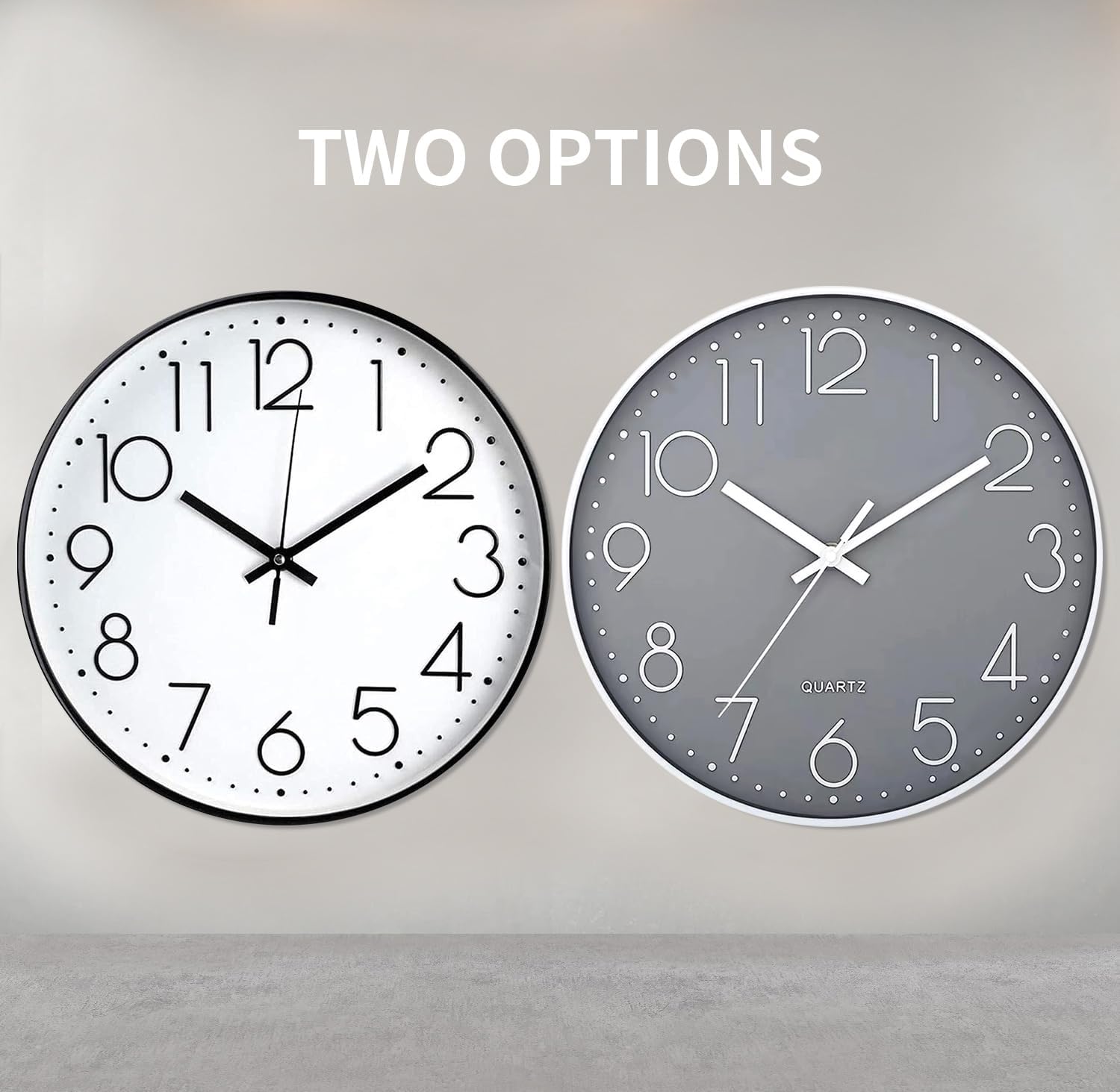 Wall Clock Non-Ticking Silent Battery Operated Round Wall Clock Modern Simple Style Decor Clock for Home/Office/School/Kitchen/Bedroom/Living Room/8.5 Inch Grey