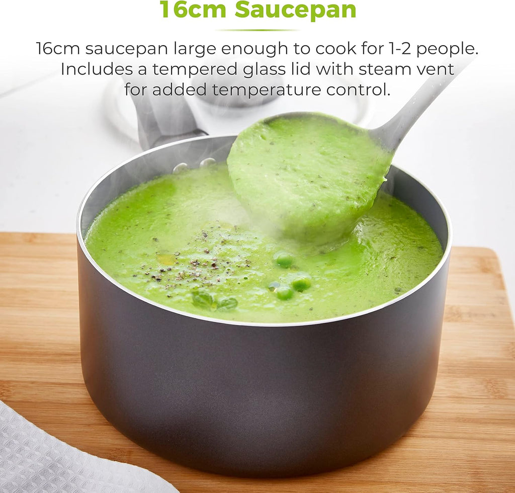 T80356 Cerasure 16 cm Saucepan with Non-Stick Coating, Suitable for all Hob Types, Graphite
