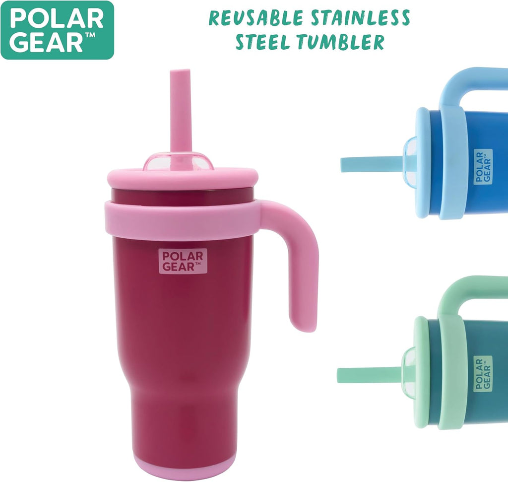 520ml Kids Stainless Steel Water Bottle Tumbler with Straw – Double Wall Insulated Water Bottle with Straw for Children - BPA-Free, Leakproof Kids Cups to Keep Drinks Cooler for Longer