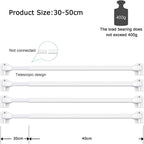 BANJlLl 2 Pack Extendable Net Curtain Rods (30-50cm) with 4 Sticky Hooks - No Drill Tension Rod for Windows.Bathroom, Rental Homes Strong Adhesive, White Lightweight Poles