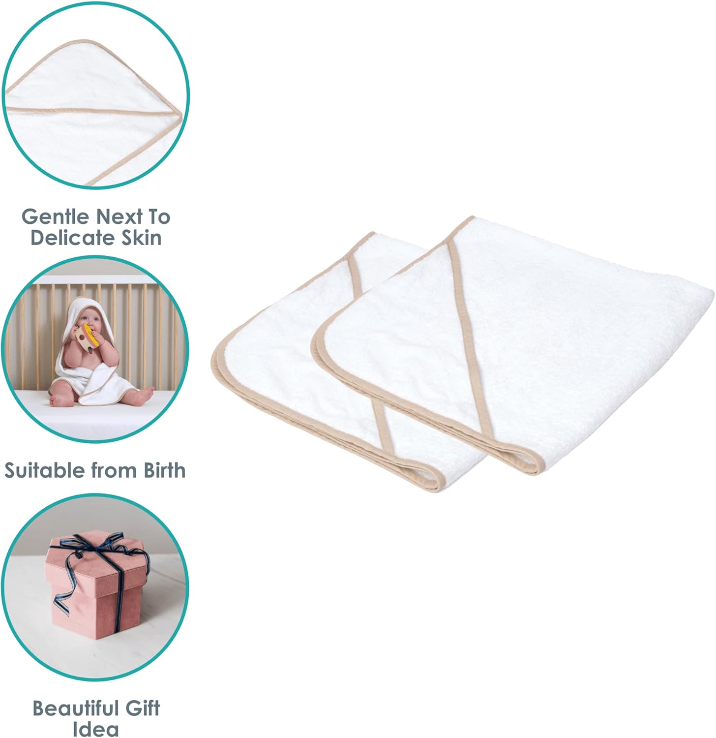 Basics 2 Pack Baby Hooded Towel 70 x 70 cm