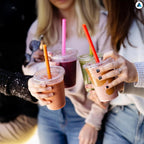 12oz Crystal Clear Smoothie Cups with Flat lids, Perfect for Iced Coffee, Milkshake, Slurpee, Ice Cream, Razzle, Slush, Smoothy, Party's Pack of 50