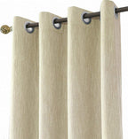 1 Panel Eyelet Grommet Curtains - Cotton Blend Room Darkening Curtain with Tiebacks, Blackout Thermal Insulated Window Drapes for Nursery, Bedroom, Living Room (Beige, 66 x 54 Inch Drop)