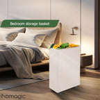 Slim Laundry Basket - Rectangle Laundry Hamper With Wheels - Foldable Storage Bin Coner Washing Hamper Dirty Clothes Storage Hamper for Clothes in Bedrooms, Living Room, Bathroom (Beige)