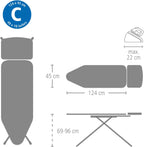 Ironing Board Cover C with 8 mm Foam Padding, Fairtrade Cotton, Durable and Easy Fit for Enhanced Ironing Performance – New Dawn, 124 x 45 cm