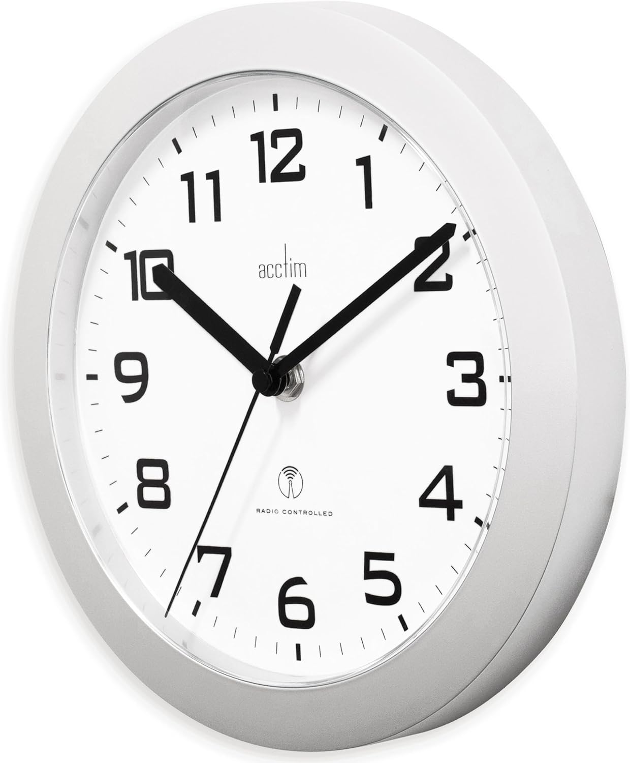 74367 Peron Radio Controlled Wall Clock, Silver, 23 cm l x 23 cm w