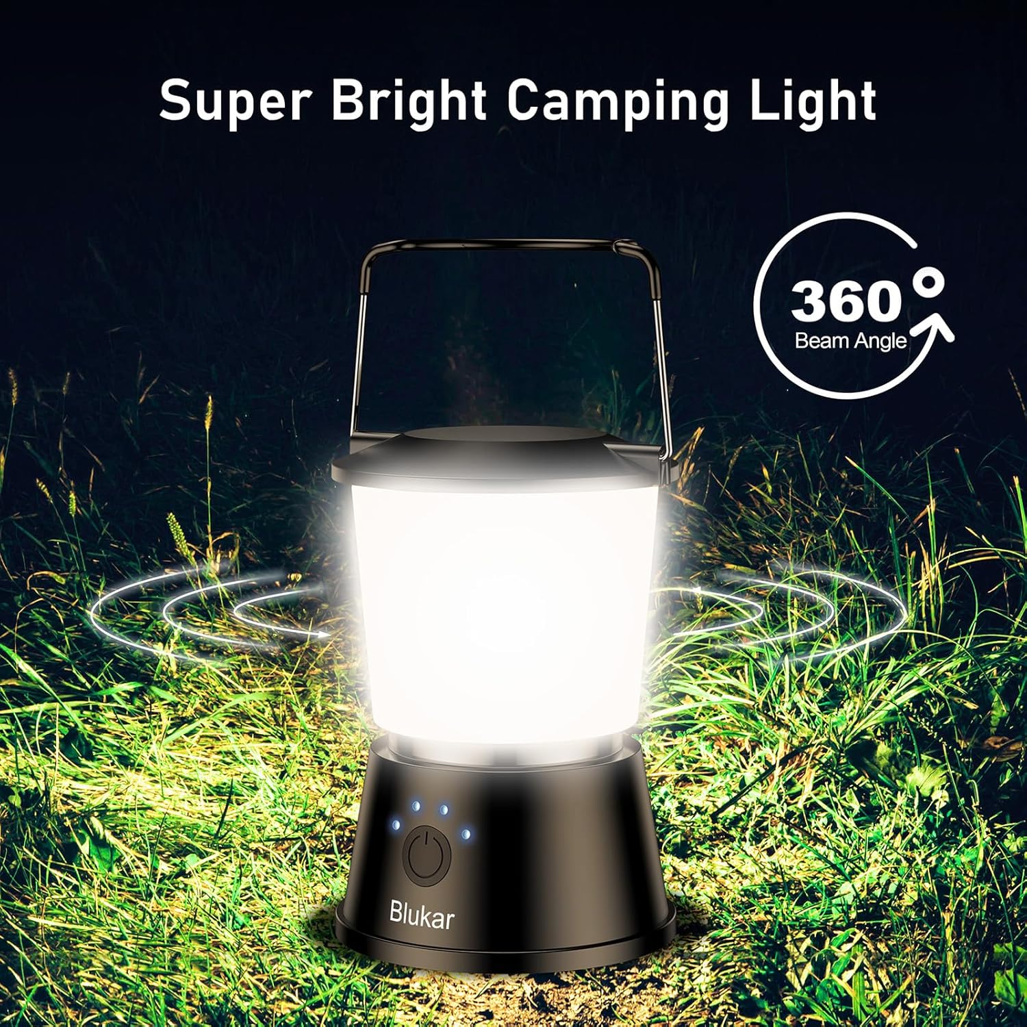 Camping Lantern Rechargeable, Blukar Camping Lights Lamp for Tent, Long Battery Life 5 Light Modes Super Bright LED Outdoor Hanging Tent Light for Camping, Emergency, Fishing, Hiking etc.