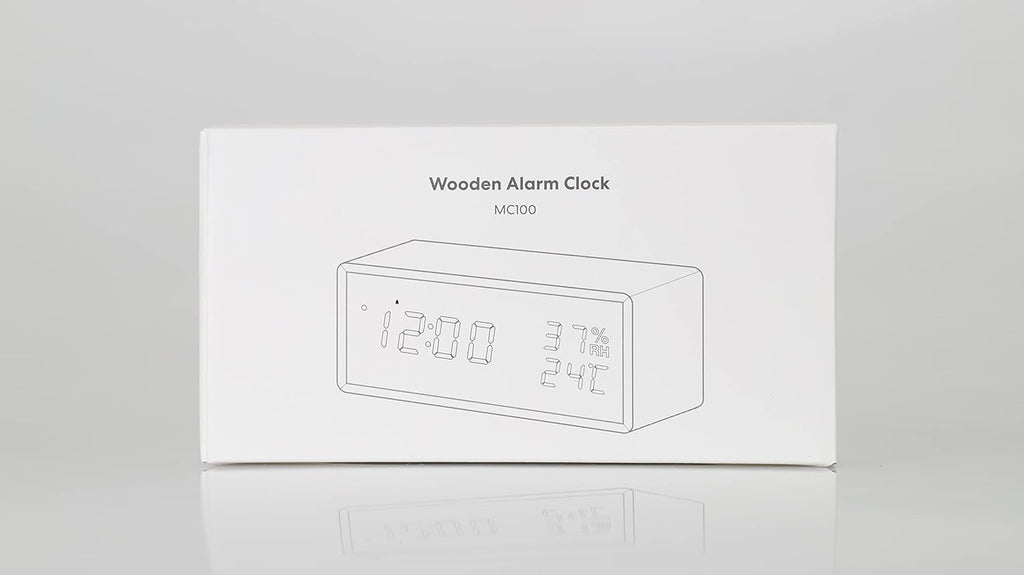 Alarm Clock Bedside, Wooden Digital Alarm Clocks Non Ticking, Adjustable Brightness & USB Charging for Bedside, Desk, Shelf