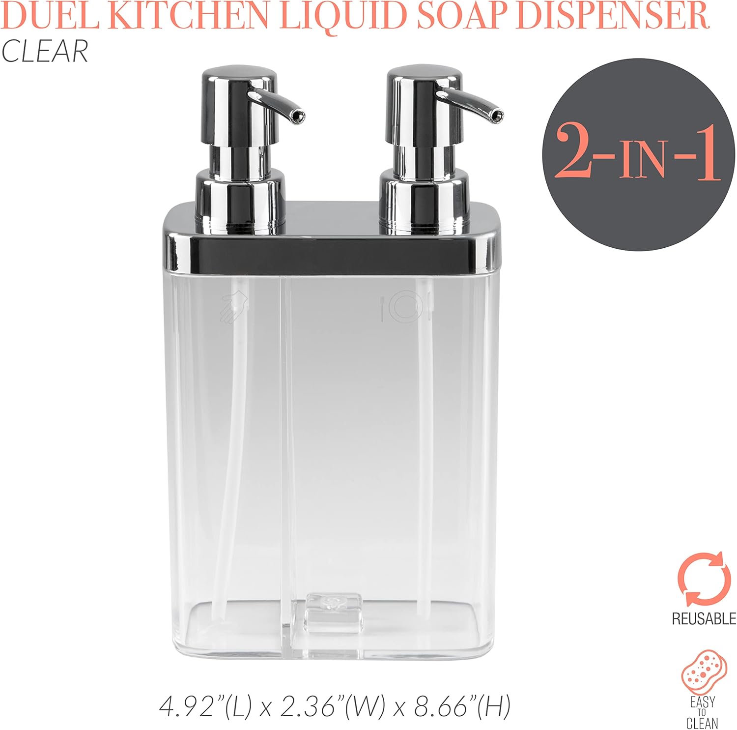 Kitchen Details Dual Pump Soap & Lotion Dispenser in Clear