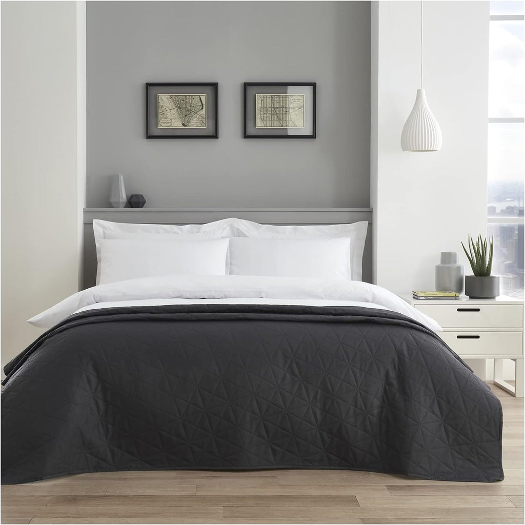Pinsonic Quilted Bedspread Comforter, Lightweight Quilt Coverlets Large Sofa Bed Cover, Charcoal, 150X200
