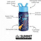 Kids Water Bottle with Straw | Insulated Stainless Steel Reusable Tumbler for Toddlers, Girls, Boys | Summit Collection | 415ml | Jurassic Jungle