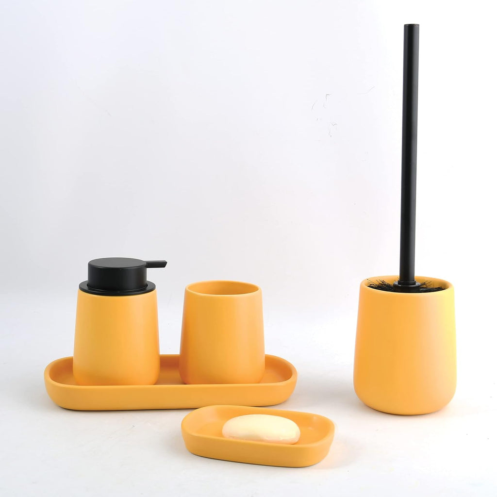 MSV Maonie Ceramic Liquid Soap Dispenser 300 ml Matt Saffron Yellow, Standard
