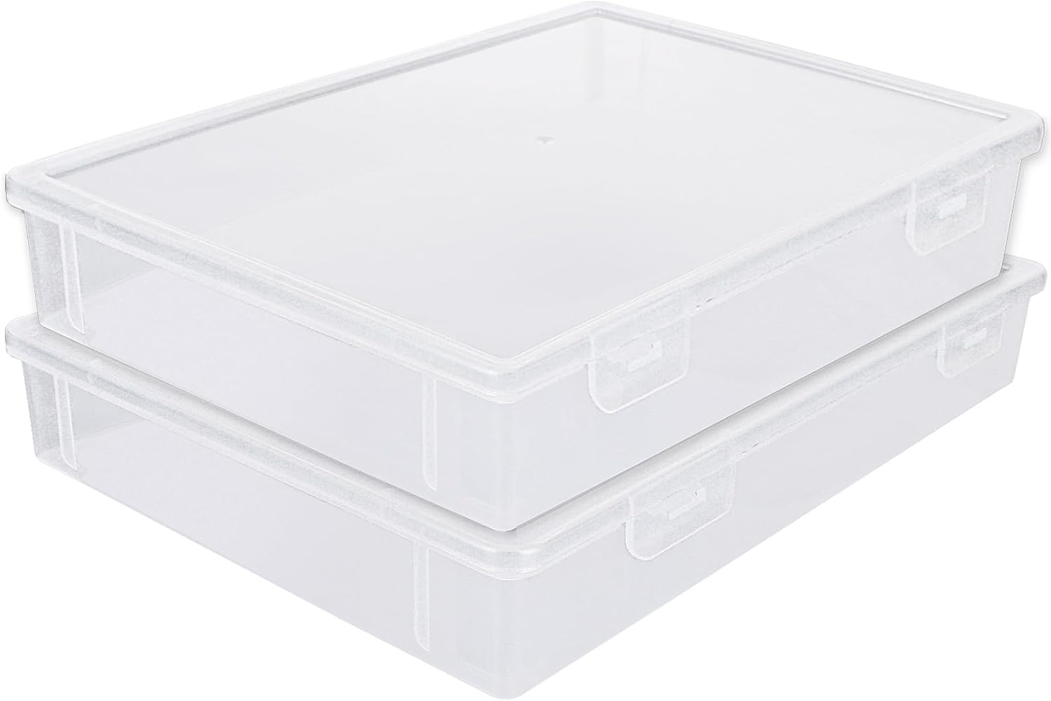 A4 Transparent Plastic Craft Storage Boxes with Lids for Art Supplies 2Pcs Clear Boxes Storage, 3.6 Litre Volume Plastic Organiser for Paper, Seed, Cards, Picture, Craft