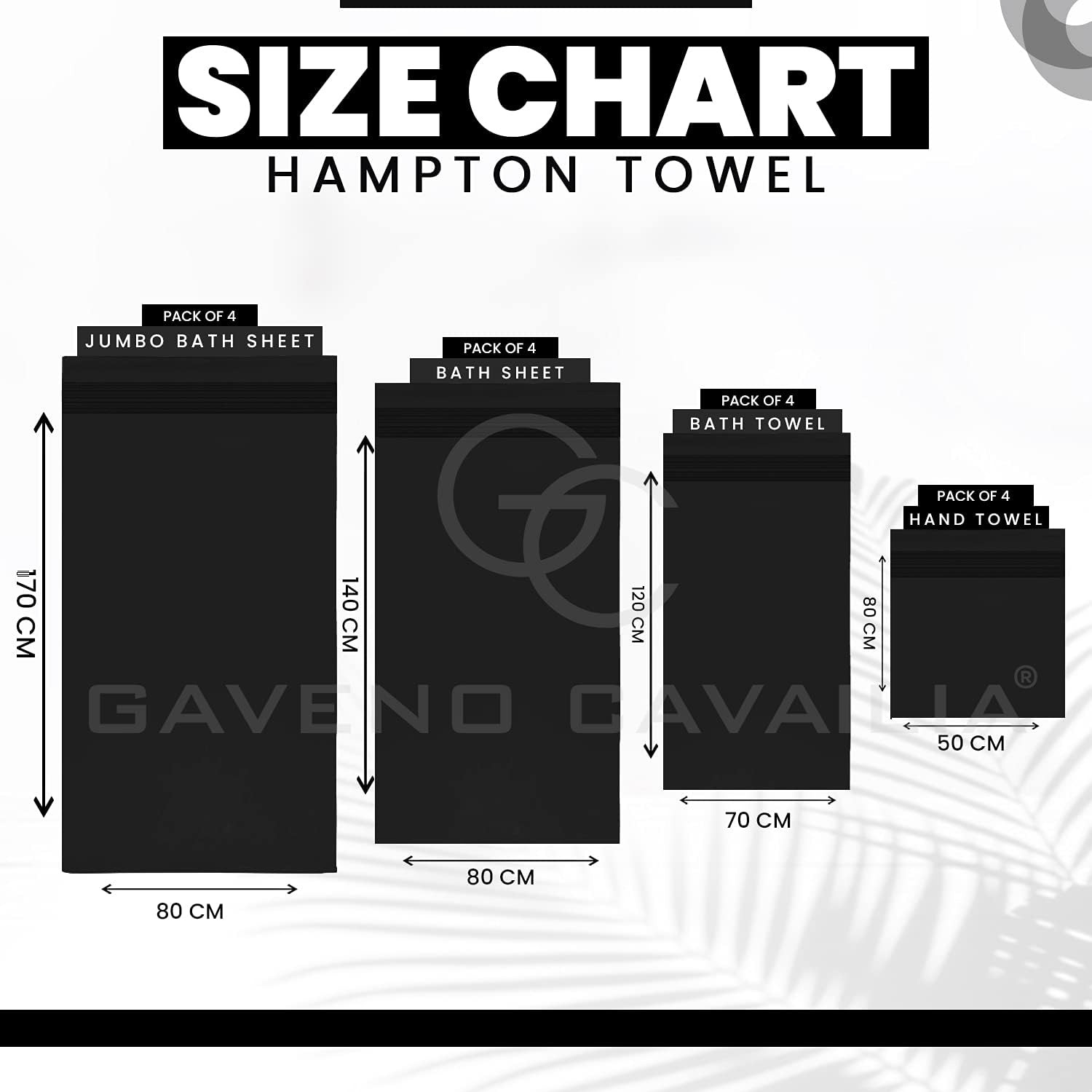 New Hampton Pack of 4 Bath Towel Set, 100% Ringspun Cotton, Extra Absorbent 450 GSM Luxury Bath Sheets, Black, 4PK