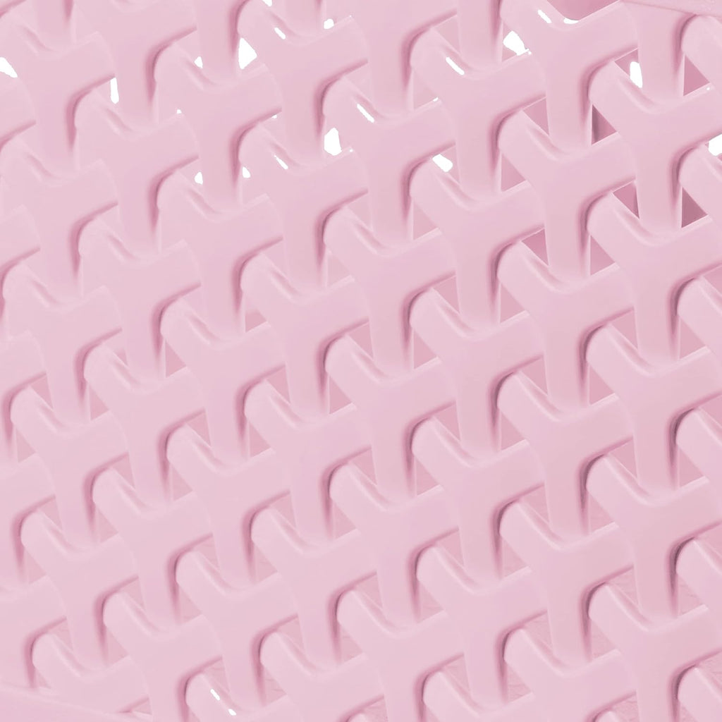 My Style Rattan Effect Set of 4 Kitchen, Living room, Bathroom, Bedroom, Utility Small Rectangular Storage Baskets 4 Litres - Pink