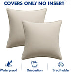 Pack of 2 Outdoor Weatherproof Cushion Covers Decorative Modern Throw Pillow Covers Decoration Polyster Linen-Look Pillowcases For Garden Sofa Living Room Bed Cushion Cover 45x45cm B-Beige