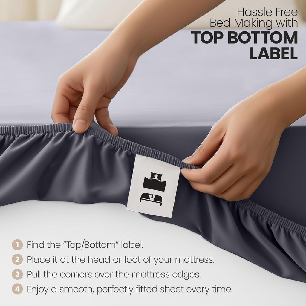 Fitted Sheet Small Double (2 Pack), Grey - Deep Pocket 14 inch (30 cm) - Oeko Tex Certified - Easy Care - Soft Brushed Microfibre Fabric - Shrinkage and Fade Resistant - Bottom Sheet