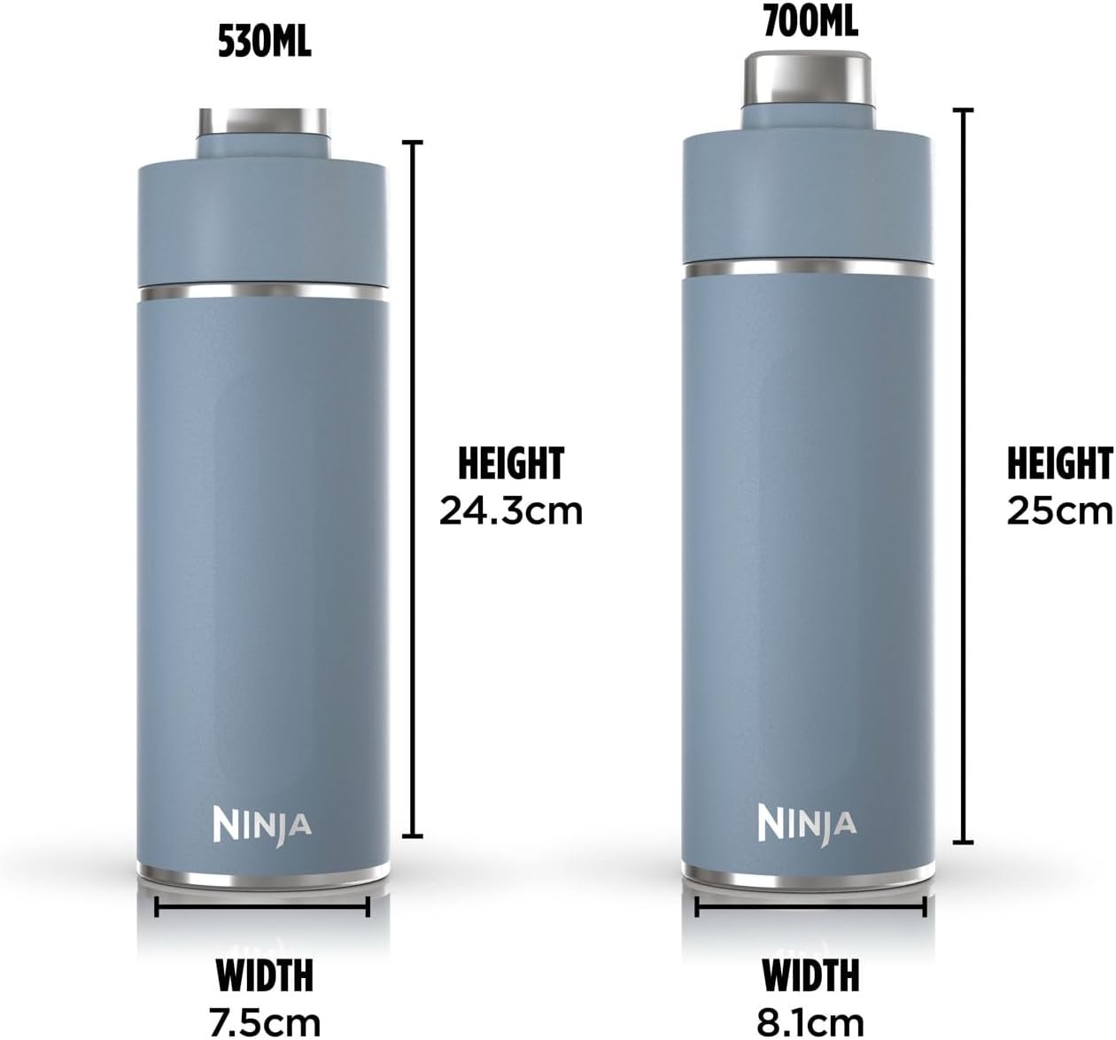 Thirsti Water Bottle and Flask 700 ML With Leak-Proof Lid, Designed For Carbonated, Hot & Cold Drinks, Ideal For Travel & Sports, Triple Insulated, Stainless Steel Bottle, Blue, DW2401EUUKBL