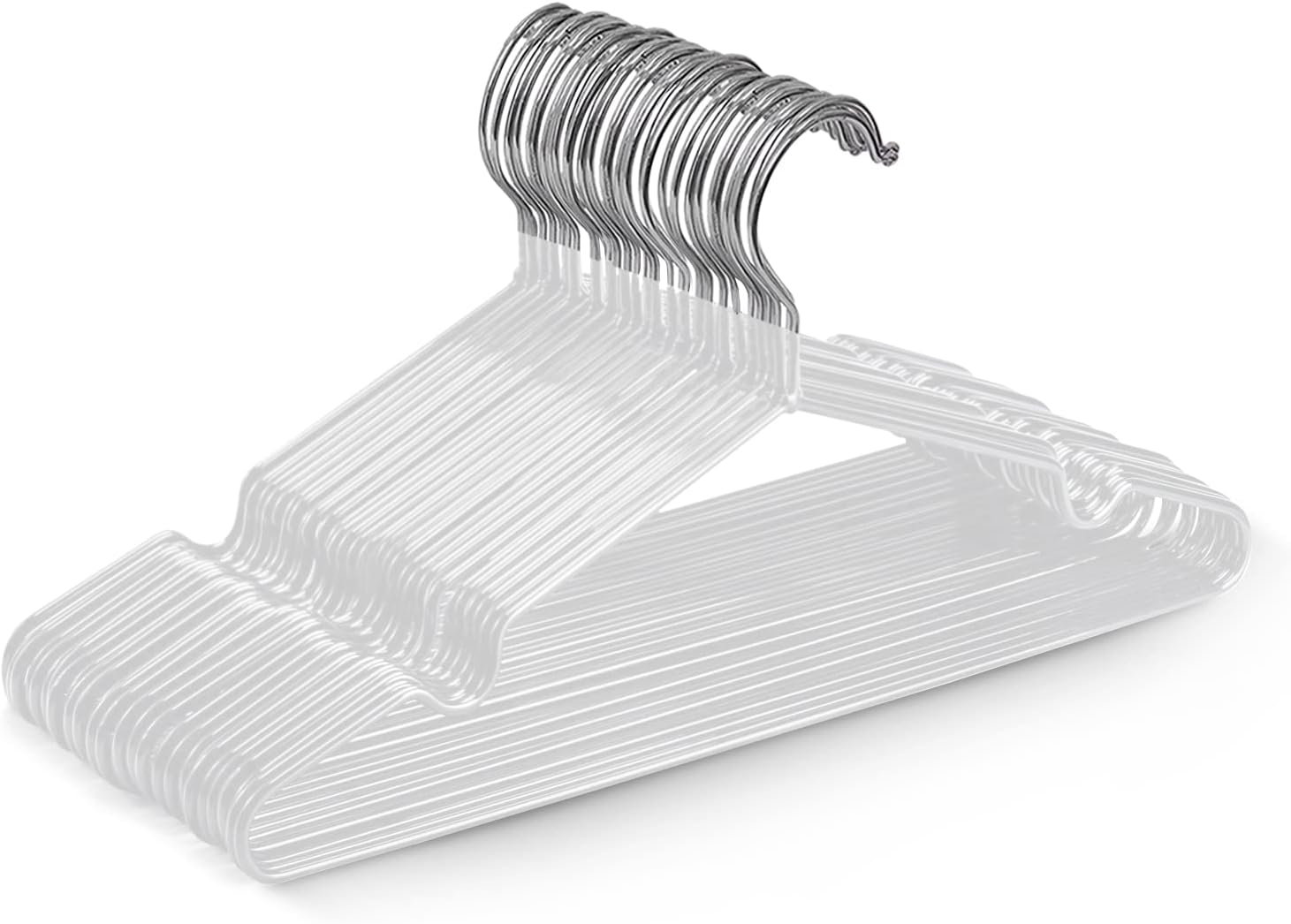 20x Premium Rubber Coated Metal Hangers - Heavy Duty - Space Saving Organiser Clothes Hangers For Wardrobes Coat Rack Rails (White)