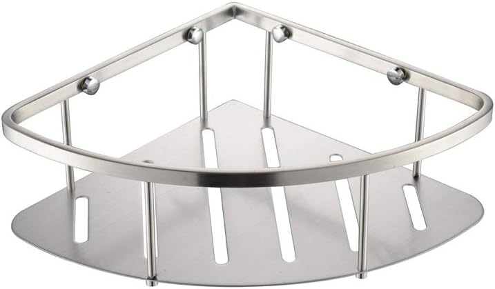 CS005 Wall Mounted Stainless Steel Bathroom Shower Corner Caddy Rust Proof, Brushed Steel Main image