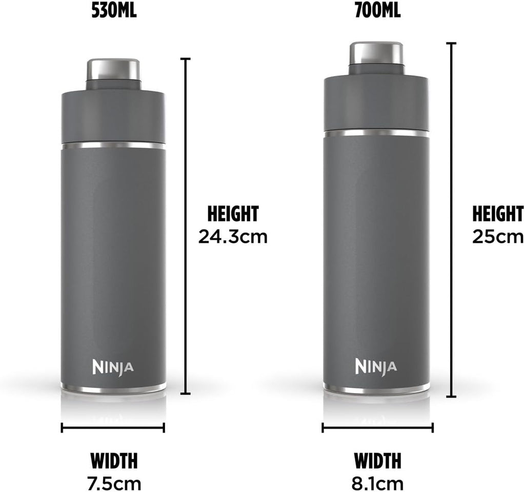 Thirsti Water Bottle and Flask 530 ML With Leak-Proof Lid, Designed For Carbonated, Hot & Cold Drinks. Ideal For Travel & Sports, Triple Insulated, Stainless Steel Bottle, Grey, DW1801EUUKGY