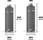 Thirsti Water Bottle and Flask 530 ML With Leak-Proof Lid, Designed For Carbonated, Hot & Cold Drinks. Ideal For Travel & Sports, Triple Insulated, Stainless Steel Bottle, Grey, DW1801EUUKGY