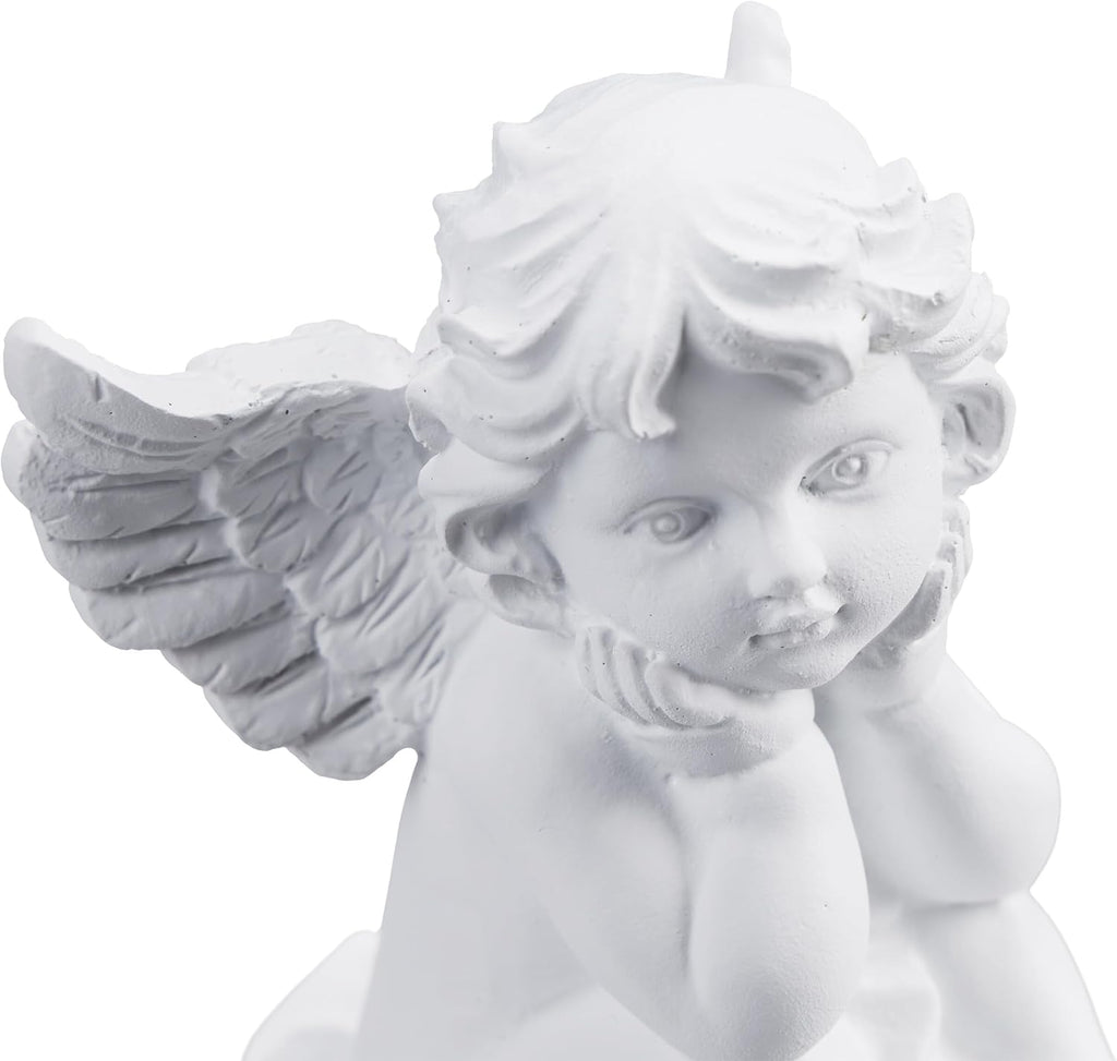 Relaxdays Grave Angel, Set of 2, Weatherproof, Frost-Proof, HxWxD: 10 x 7 x 9 cm, Decoration, Guardian, Polyresin, White