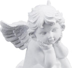 Relaxdays Grave Angel, Set of 2, Weatherproof, Frost-Proof, HxWxD: 10 x 7 x 9 cm, Decoration, Guardian, Polyresin, White