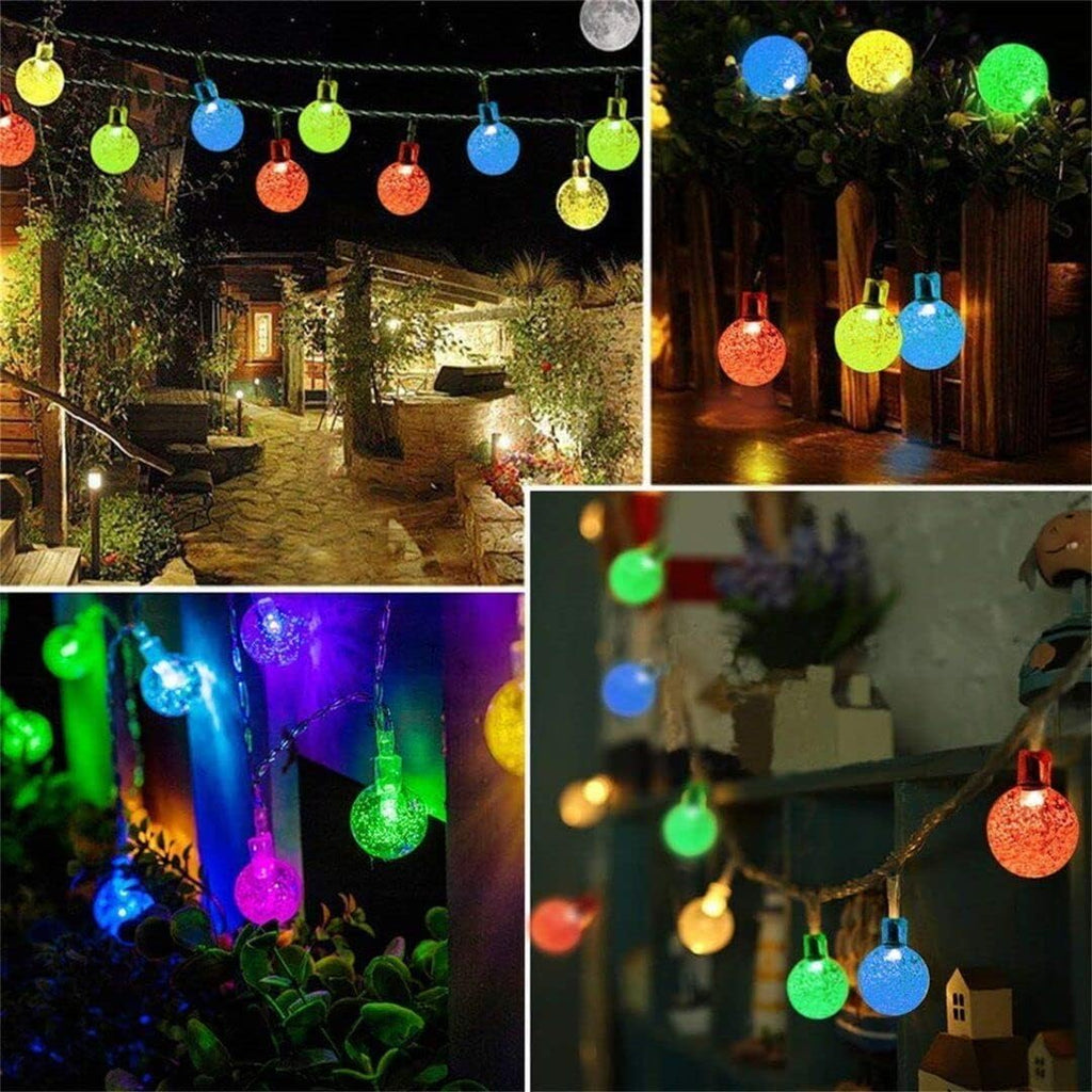 Solar Fairy Lights Outdoor, 100LED 12M/39Ft String Garden Lights 8 Modes,Waterproof Crystal Ball Lights, Decorative Lighting for Home, Yard,Patio, Christmas (Multi-Coloured)
