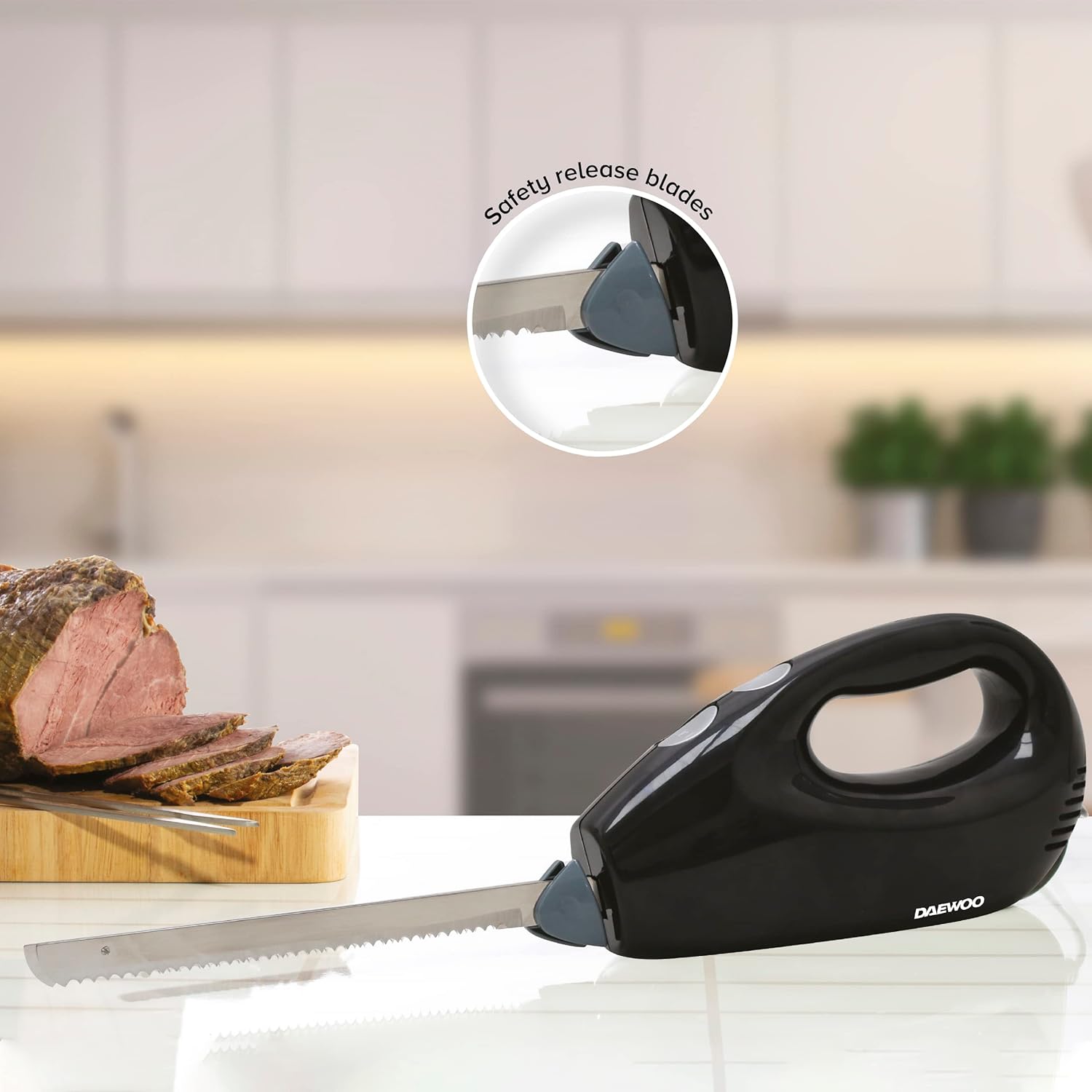 Electric Carving Knife, Cuts Effortlessly Through Meats And Frozen Foods With Durable Twin Blades, Black Secondary image