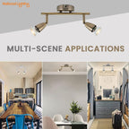 Amalfi 2 Way Adjustable Bar Spotlight Fixture - IP20 Semi Flush Ceiling Light - GU10 LED Compatible Spotlight Lamp - Residential and Commercial Dimmable Light Fitting | Antique Brass Finish
